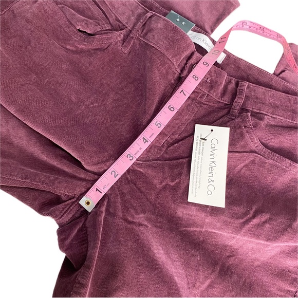 NWT Calvin Klein Dark Purple Corduroy Straight Leg Natural Midrise Pants Stretch - Picture 8 of 9